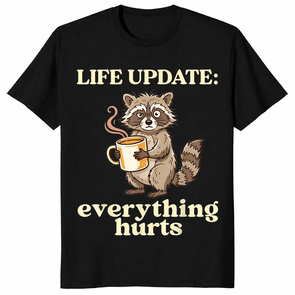 Funny raccoon coffee shirt black