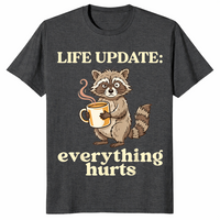 Funny raccoon coffee shirt dark heather grey