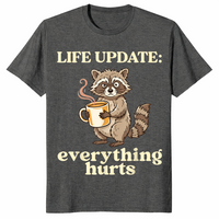 Funny raccoon coffee shirt dark heather