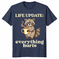 Funny raccoon coffee shirt heather navy
