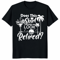 Funny retirement shirt with does this shirt make me look retired quote and palm tree cocktail sunset design