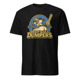 Funny retro baseball mascot t shirt Deep Ball Dumpers design in black