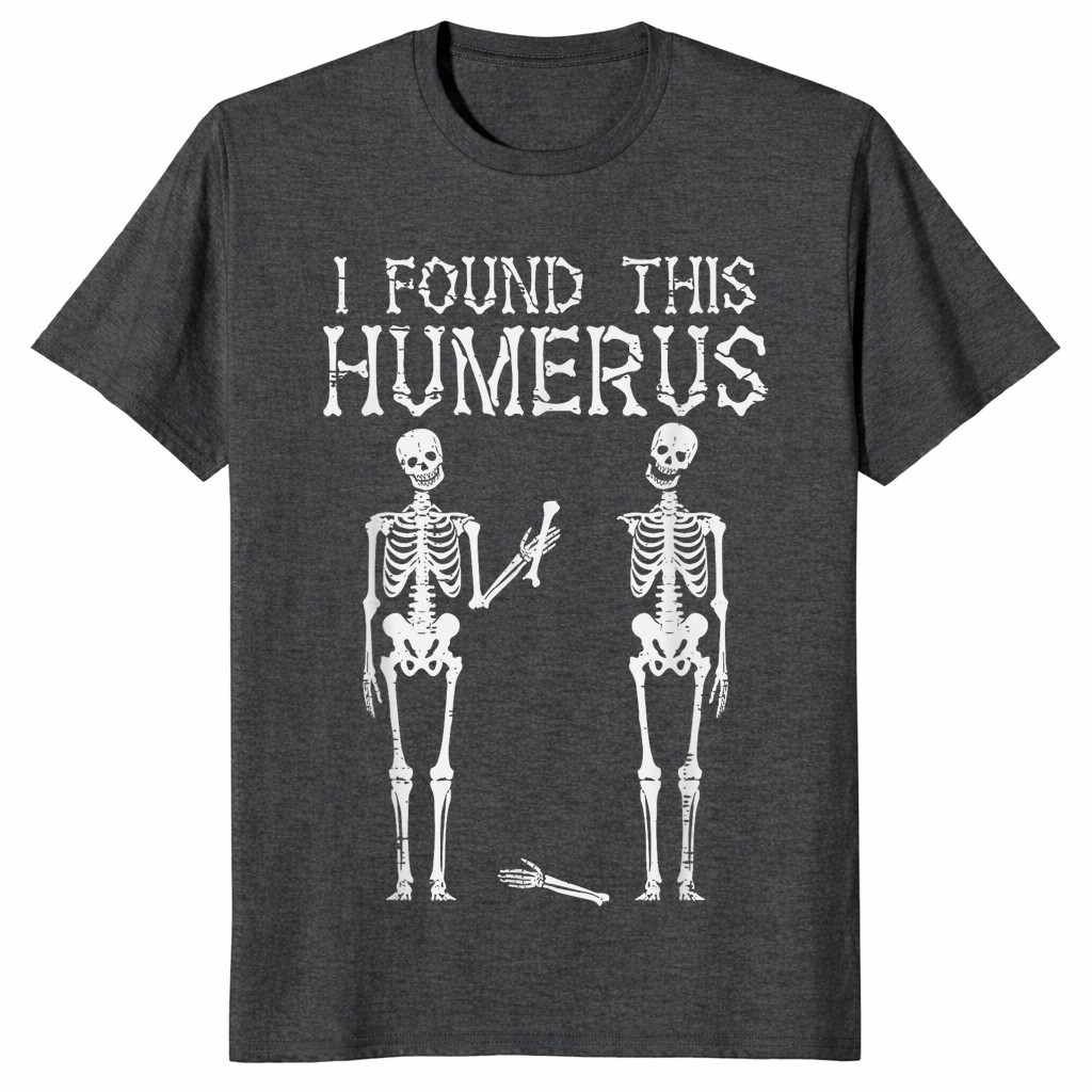 Funny skeleton shirt in dark heather grey
