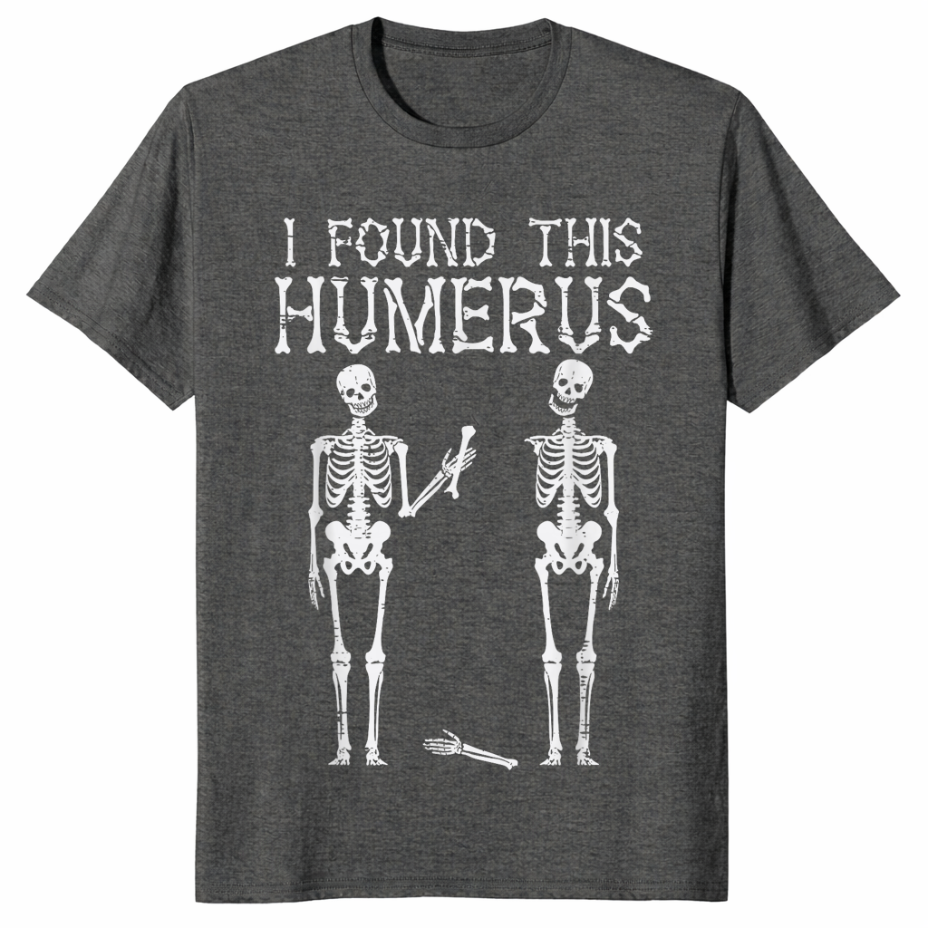 Funny skeleton shirt in dark heather
