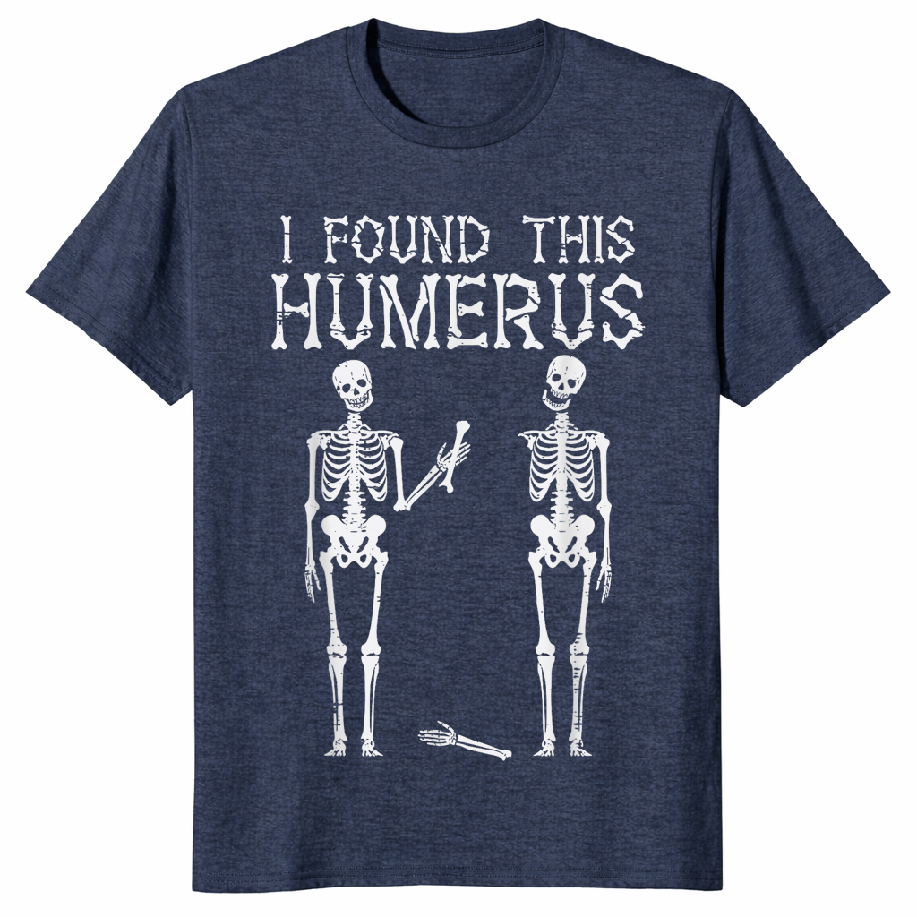 Funny skeleton shirt in heather navy