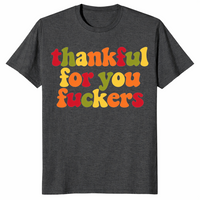 Funny thanksgiving shirt in dark heather grey