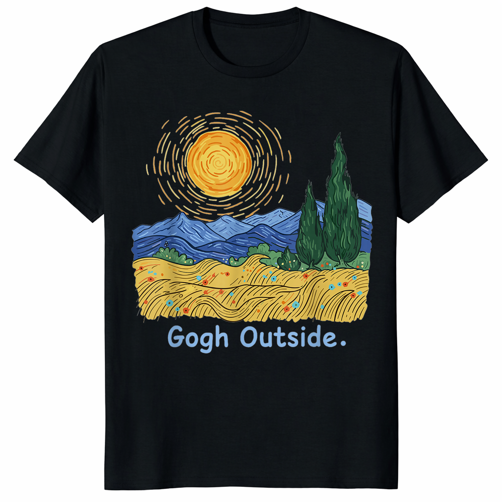 Funny Van Gogh Shirt featuring Gogh Outside hiking design by Cuccico
