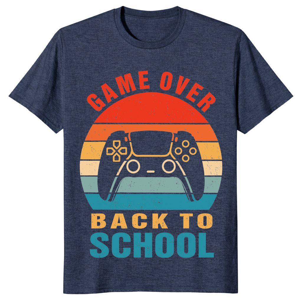 Game over teacher shirt in heather navy