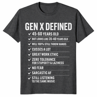Gen X shirt in dark heather grey, funny retro nostalgia design