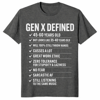 Gen X shirt in dark heather, funny retro nostalgia design