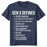 Gen X shirt in heather navy, funny retro nostalgia design