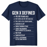 Gen X shirt in navy, funny retro nostalgia design