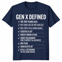 Gen X shirt in navy, funny retro nostalgia design