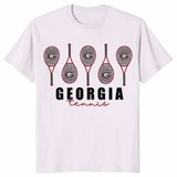 Georgia Tennis gift tee with sporty racket graphic on ice grey shirt