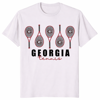 Georgia Tennis gift tee with sporty racket graphic on ice grey shirt