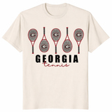 Georgia Tennis graphic tee with racket design on natural shirt