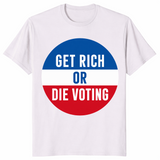 Ice grey election day t-shirt with patriotic round button print