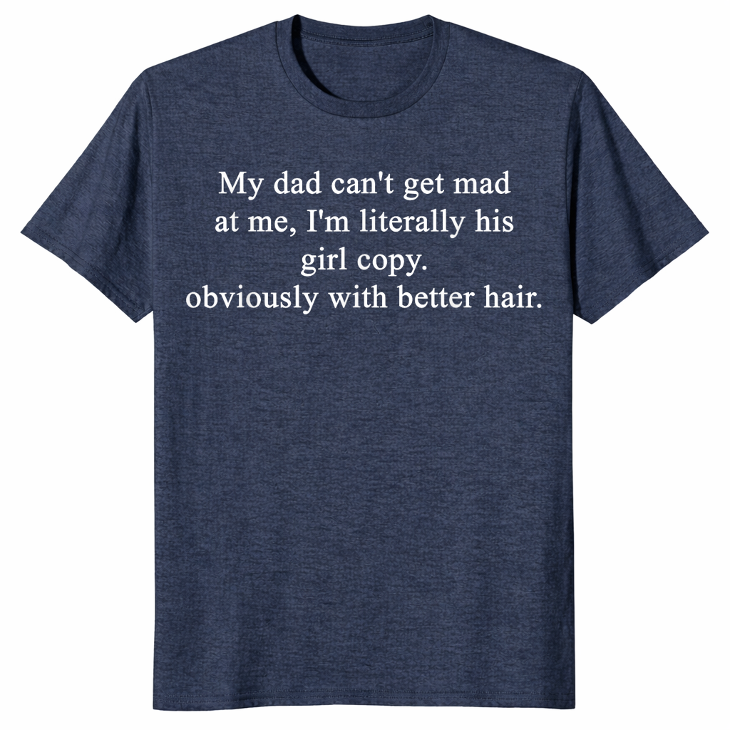 Girl Dad Humor Shirt in heather navy