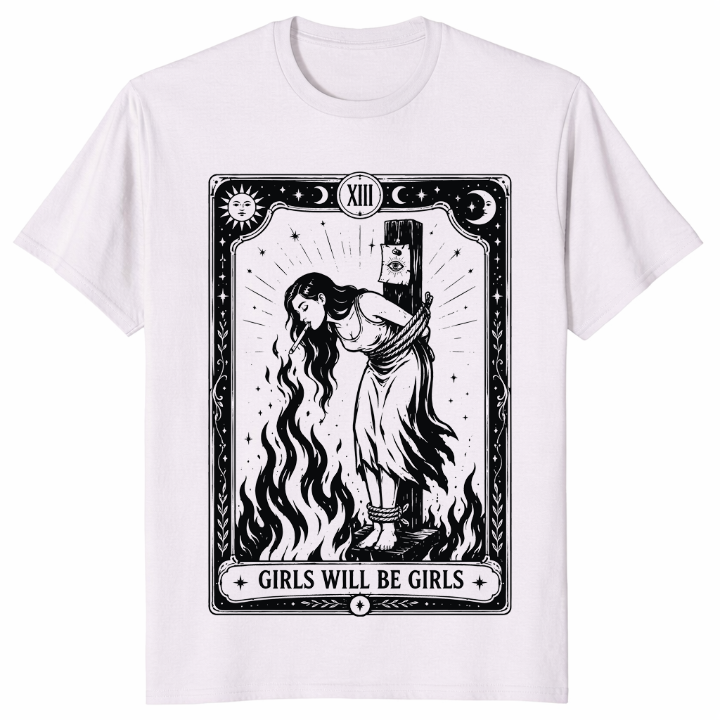 Girls will be girls witch shirt in ice grey