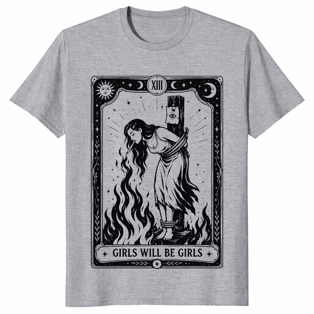 Girls will be girls witch shirt in sport grey