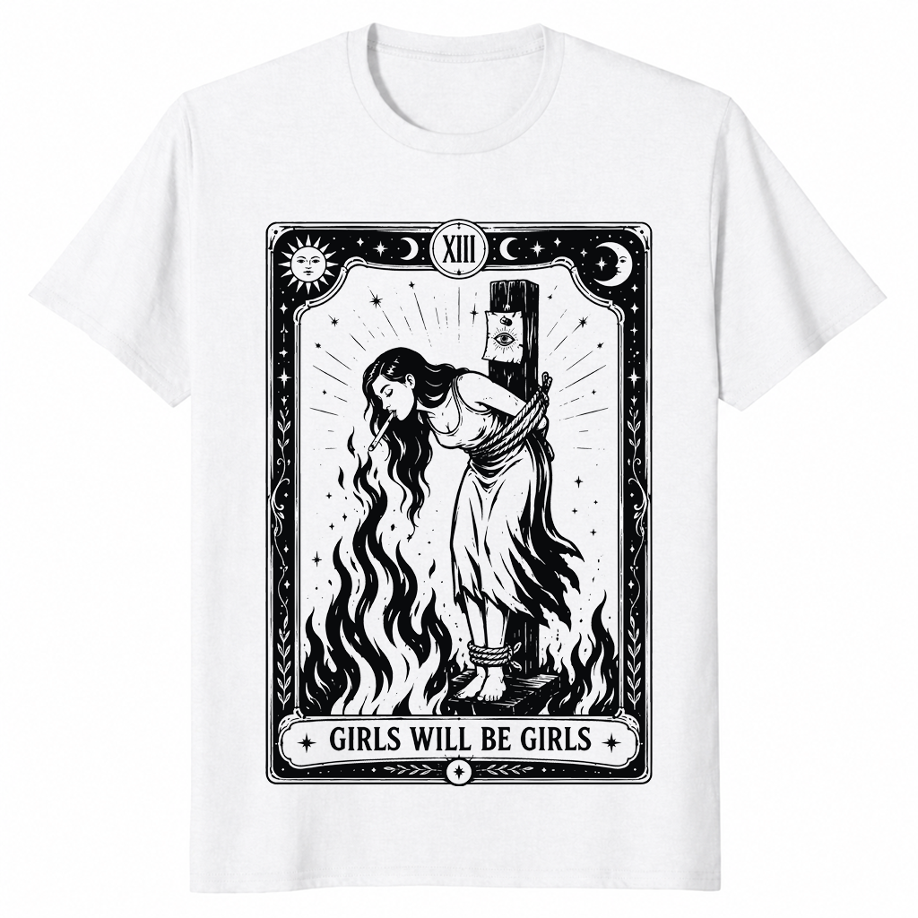 Girls will be girls witch shirt in white
