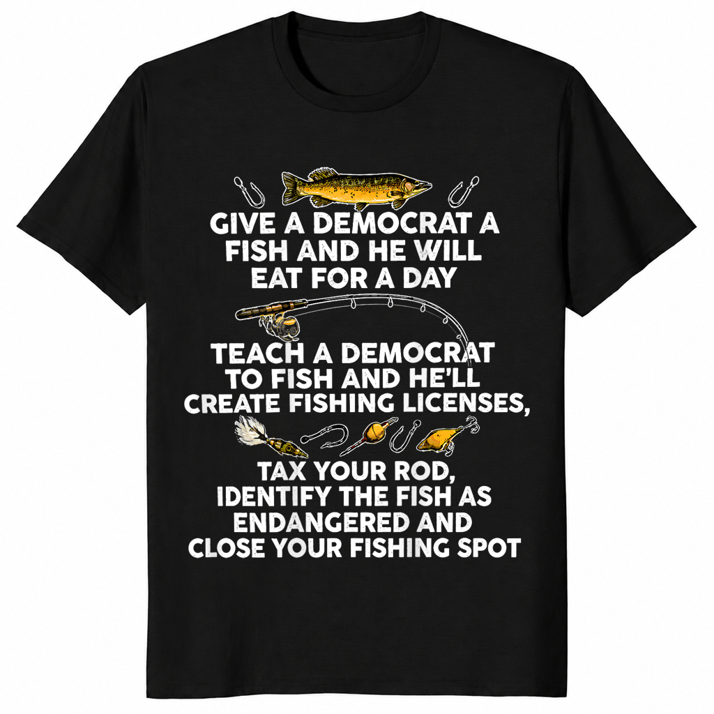Give A Democrat A Fish shirt in black