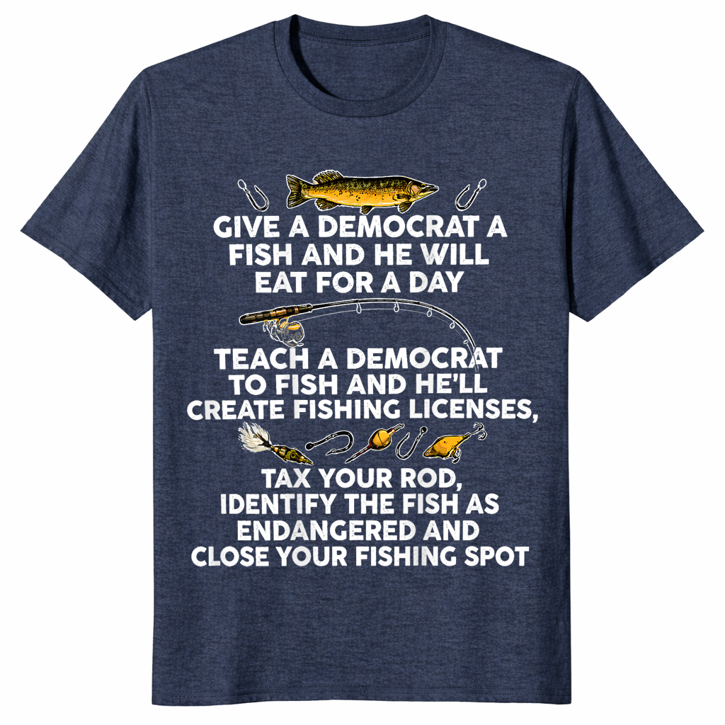 Give A Democrat A Fish shirt heather navy