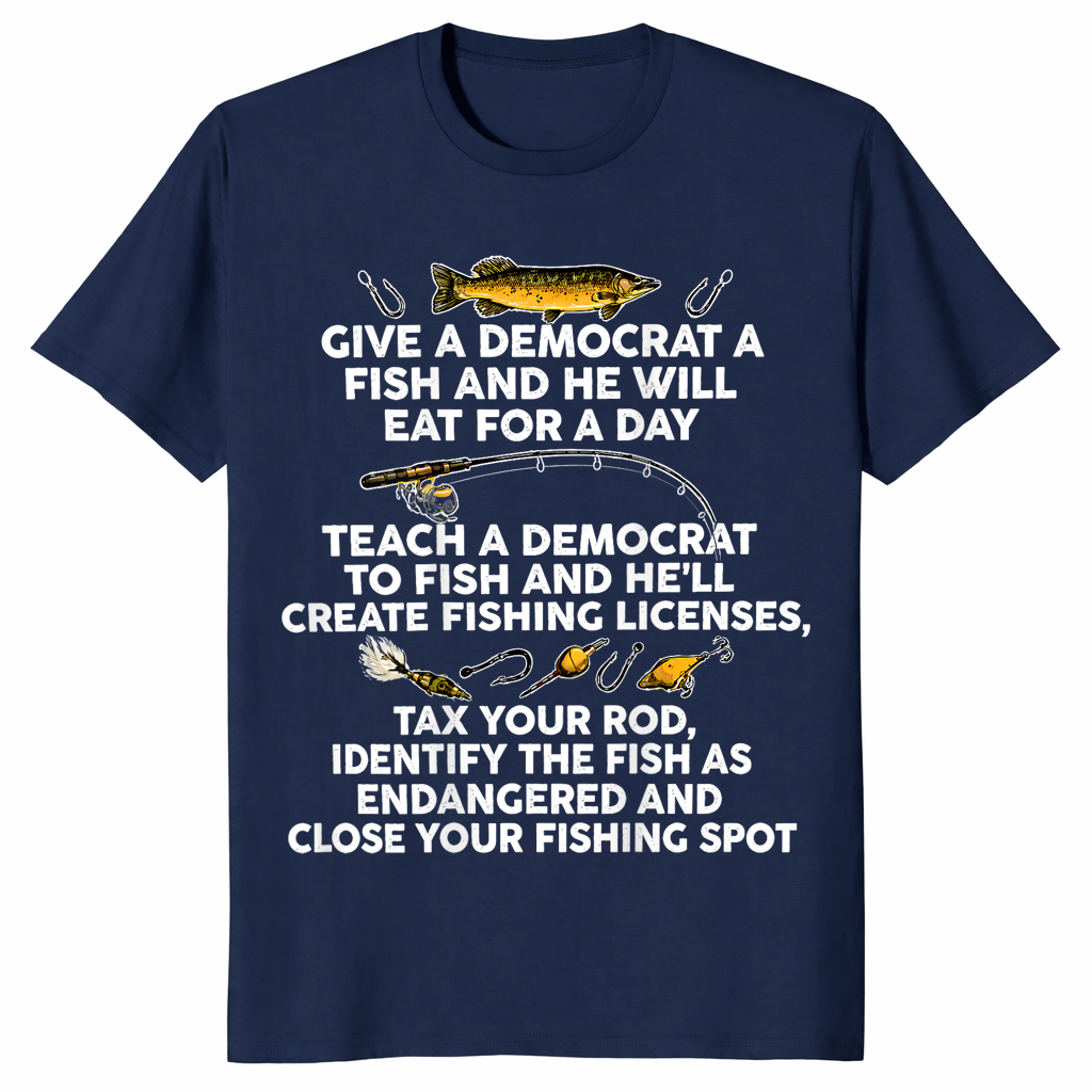 Give A Democrat A Fish shirt in navy
