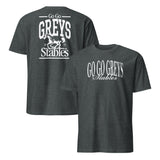 Go Go Greys Shirt in dark heather with vintage stable style design