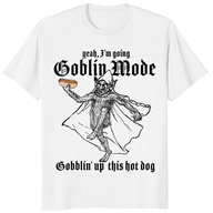Goblin mode hot dog shirt in white with funny gobblin up this hot dog design