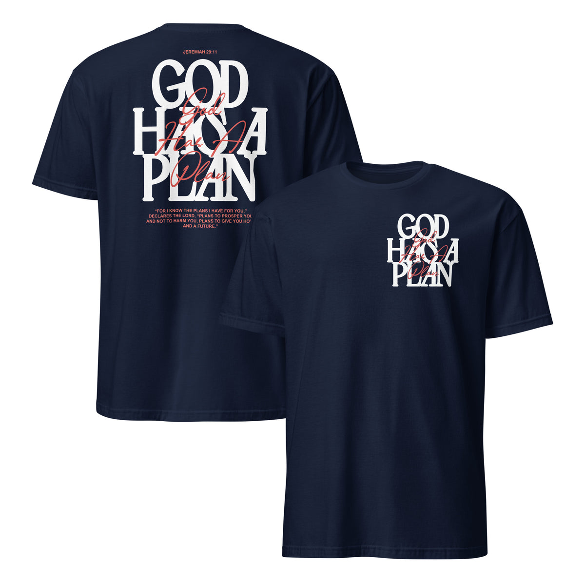 God has a plan shirt in navy