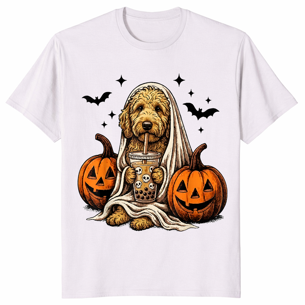 Goldendoodle Halloween Shirt in ice grey
