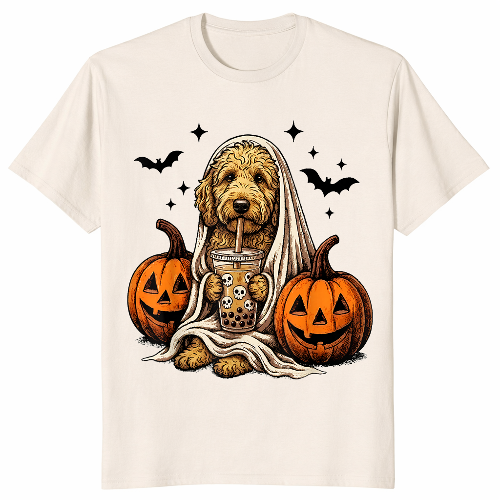 Goldendoodle Halloween Shirt in natural
