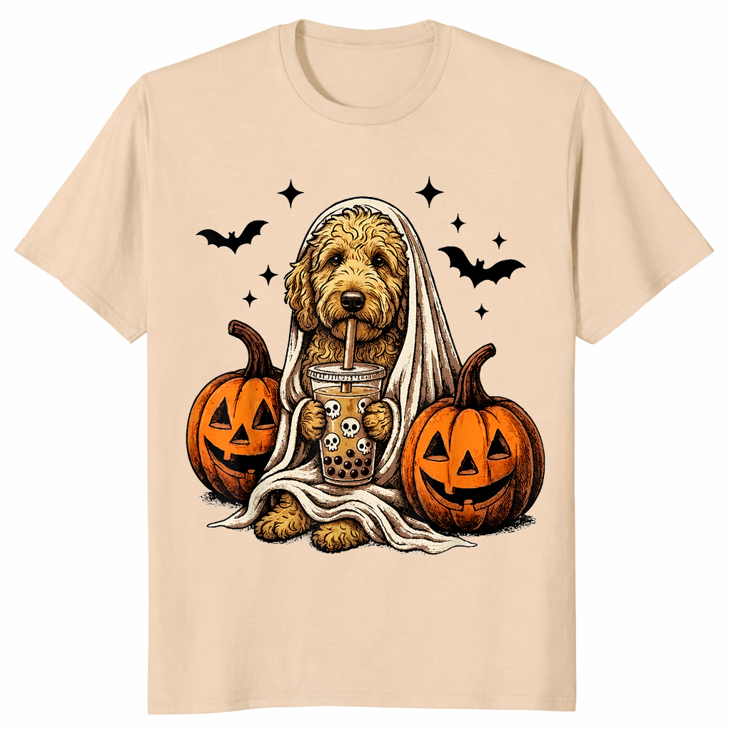 Goldendoodle Halloween Shirt in sand