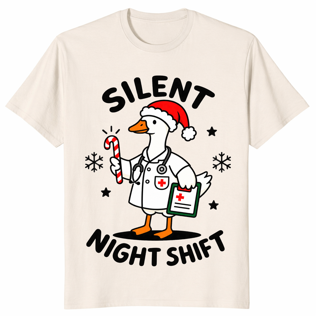 Goose Nurse Christmas Shirt in natural
