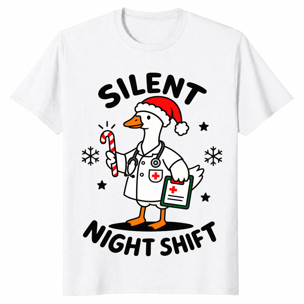Goose Nurse Christmas Shirt in white