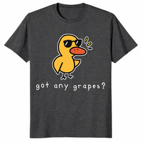 Got Any Grapes funny duck meme t-shirt in dark heather grey