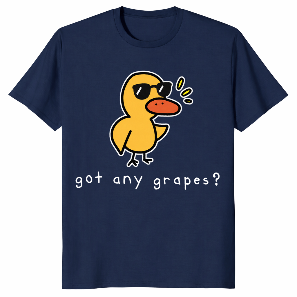 Got Any Grapes funny duck meme t-shirt in navy