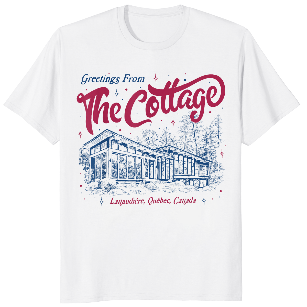 Greetings From The Cottage Shirt featuring Heated Rivalry fan design and Lanaudière Québec Canada tee style
