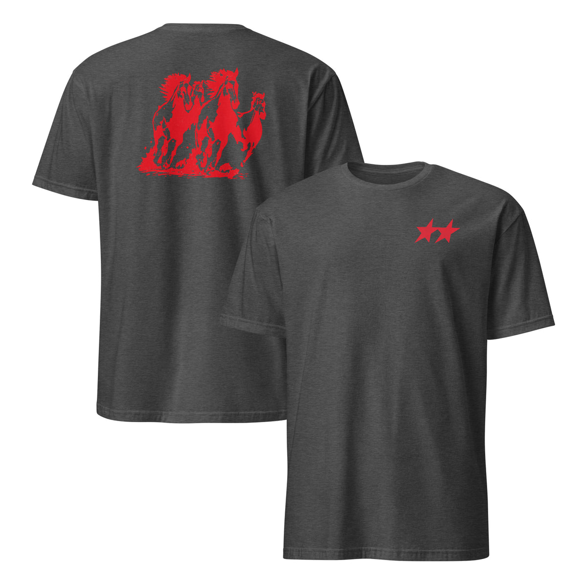 Grey and red horse print tee inspired by Little Disasters, by Cuccico