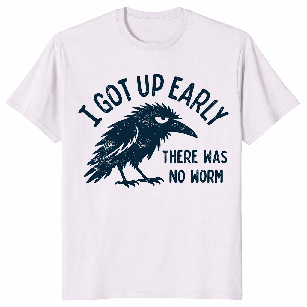 Grumpy Crow no-worm bird lover t-shirt in ice grey