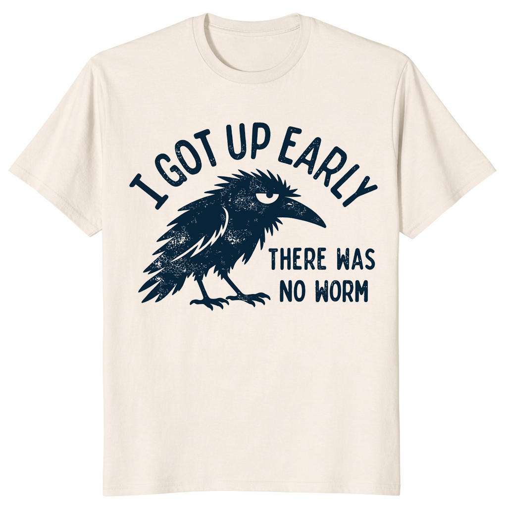 Grumpy Crow no-worm bird lover t-shirt in natural