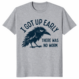 Grumpy Crow no-worm bird lover t-shirt in sport grey