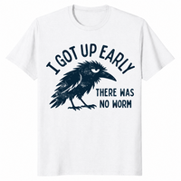 Grumpy Crow no-worm bird lover t-shirt in white