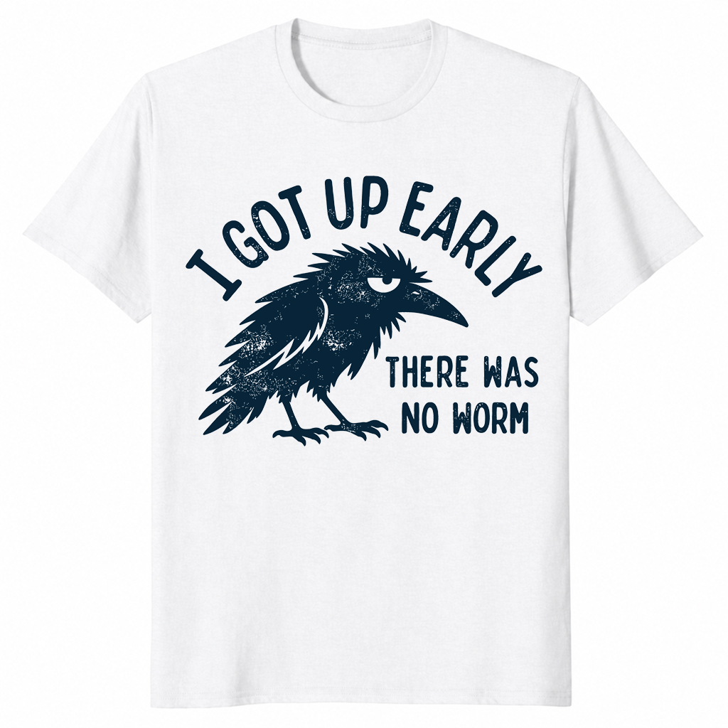 Grumpy Crow no-worm bird lover t-shirt in white