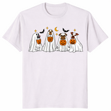 Halloween dog ghost pumpkin shirt ice grey