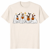 Halloween dog ghost pumpkin shirt natural