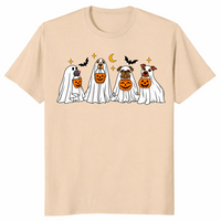 Halloween dog ghost pumpkin shirt sand
