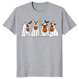 Halloween dog ghost pumpkin shirt sport grey