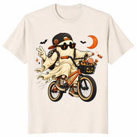 Natural Halloween ghost bicycle shirt, flat-lay front view
